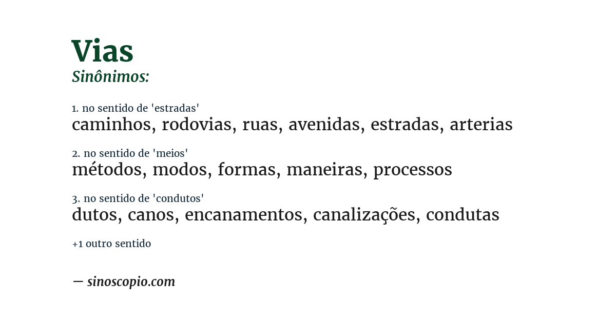 Sinônimo de vias