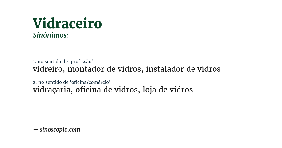 Sinônimo de vidraceiro