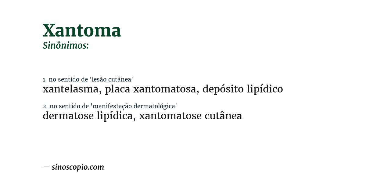 Sinônimo de xantoma