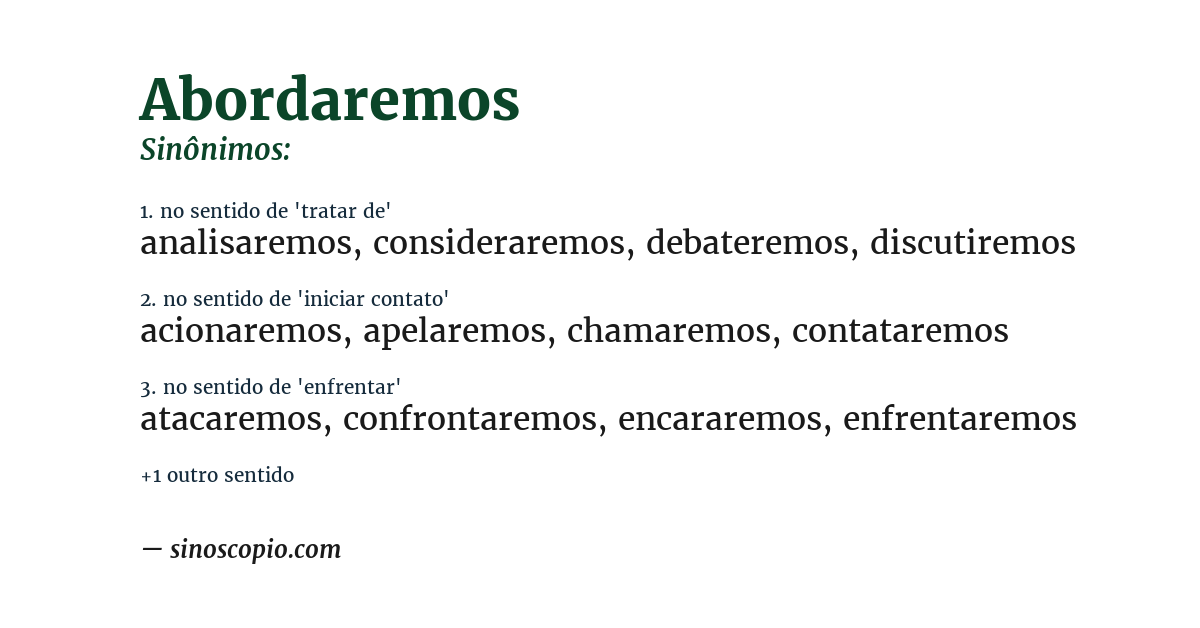 Sinônimo de abordaremos