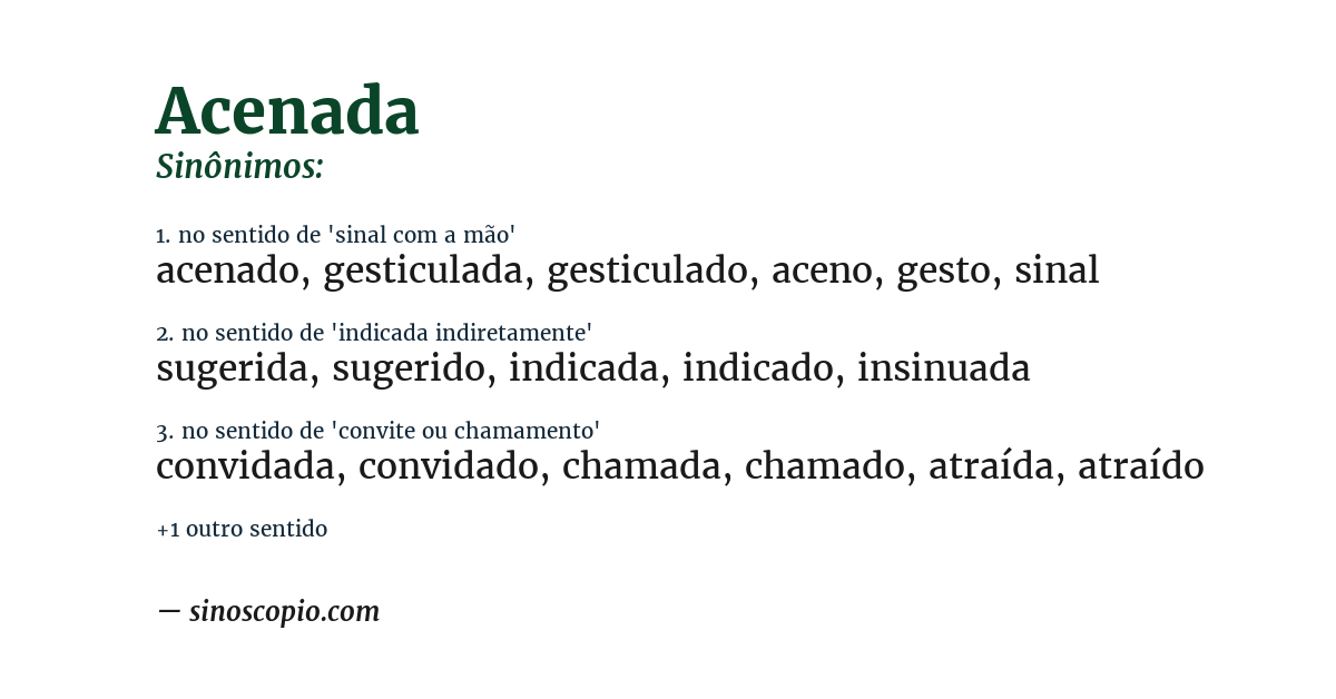 Sinônimo de acenada