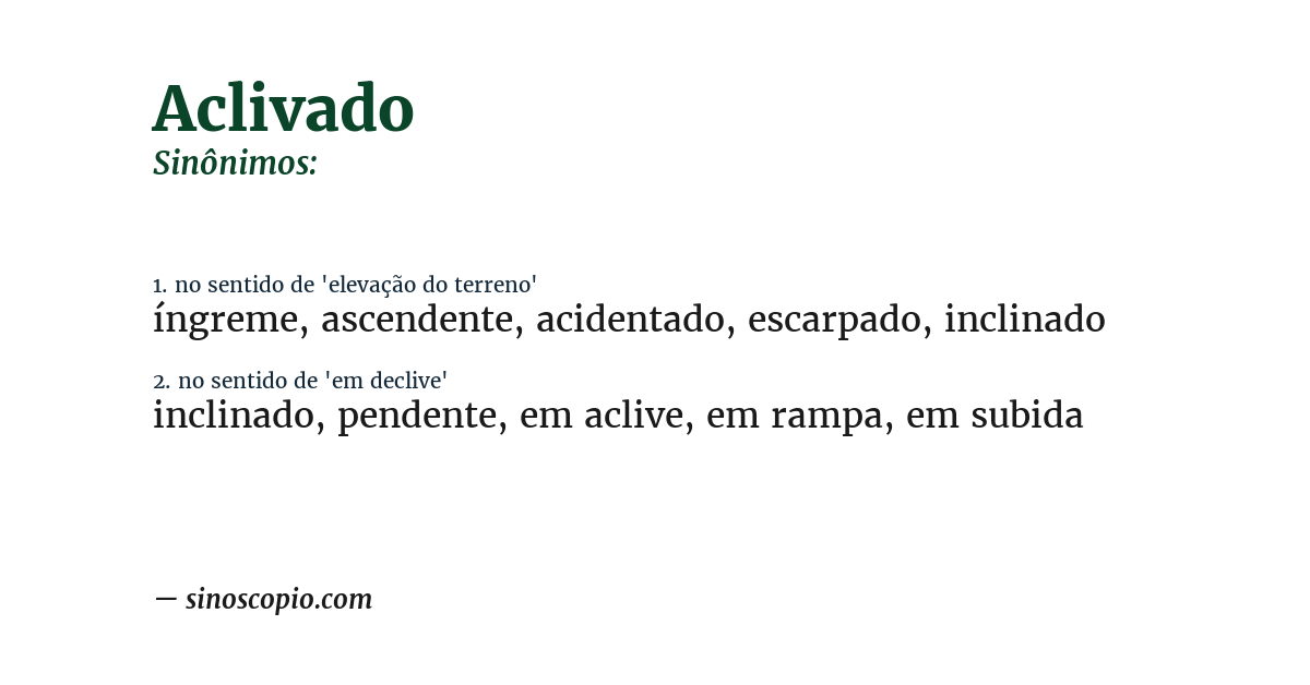 Sinônimo de aclivado