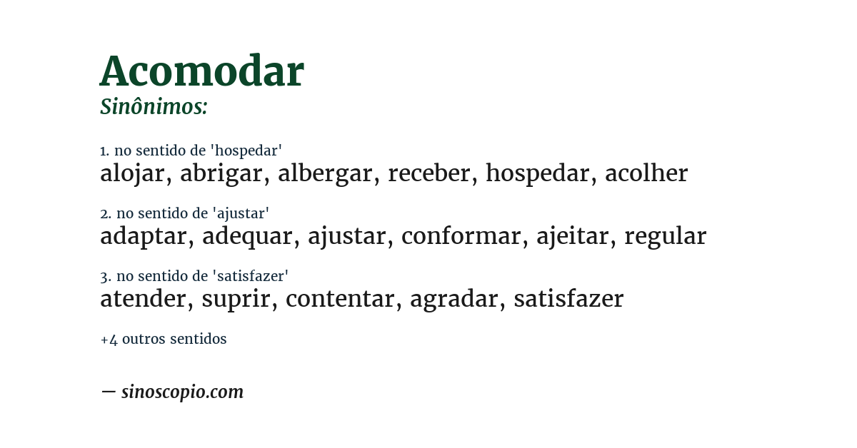 Sinônimo de acomodar