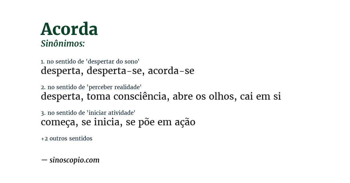 Sinônimo de acorda