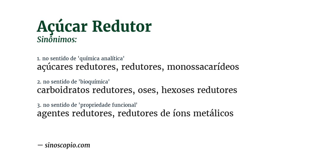 Sinônimo de açúcar redutor