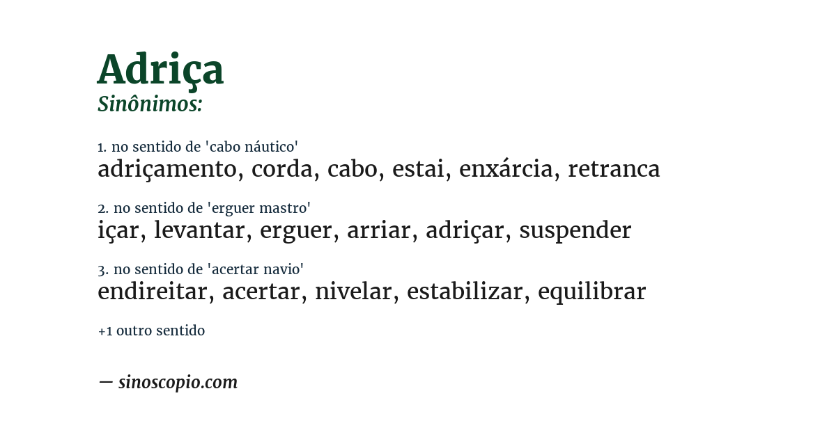Sinônimo de adriça