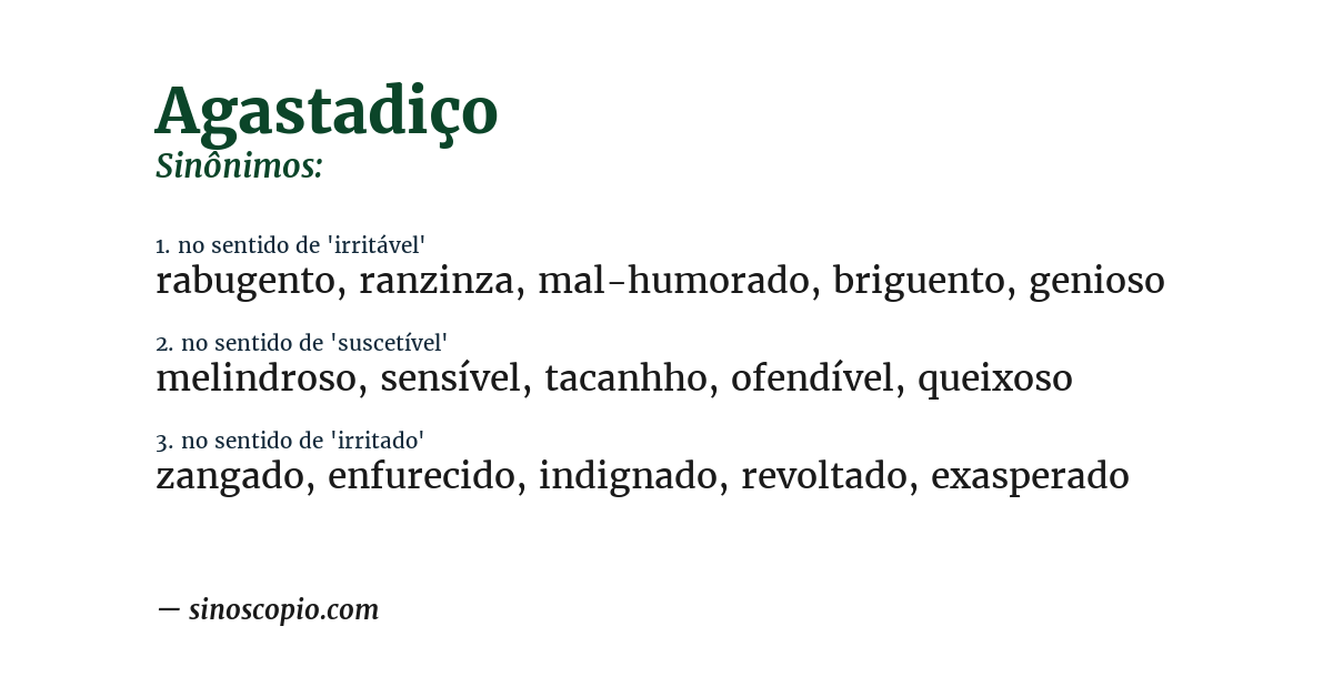 Sinônimo de agastadiço