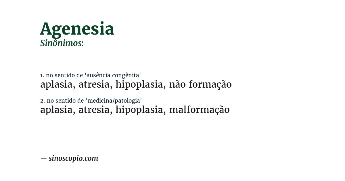 Sinônimo de agenesia