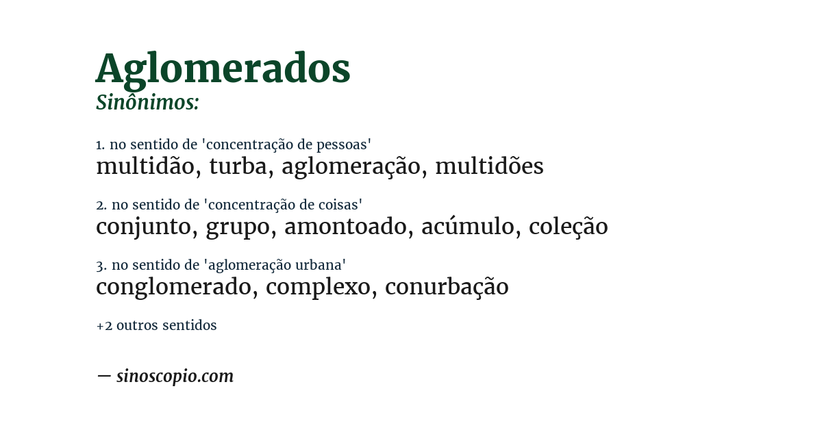 Sinônimo de aglomerados