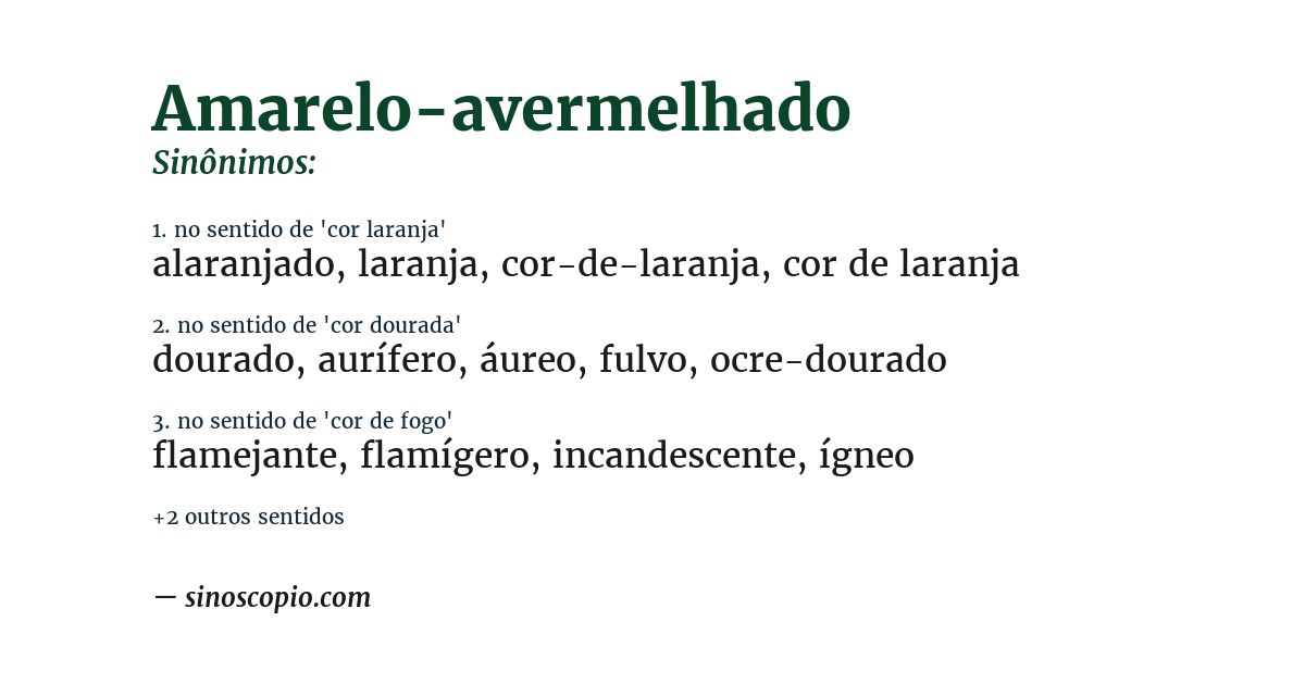 Sinônimo de amarelo-avermelhado