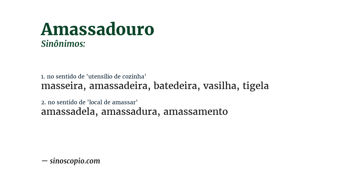 Sinônimo de amassadouro