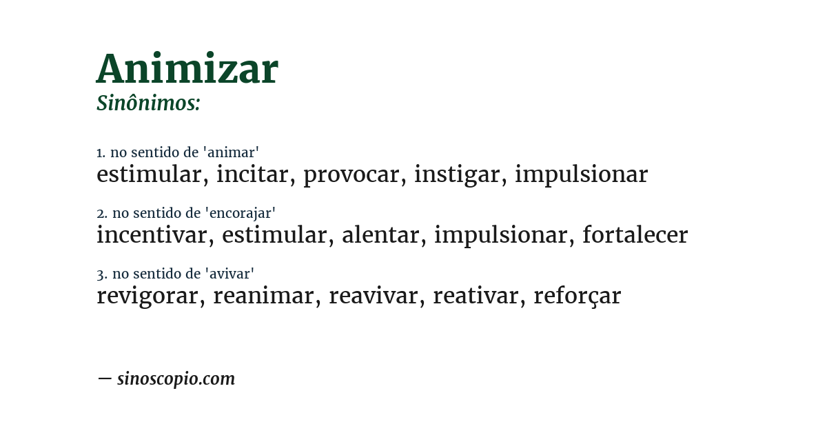 Sinônimo de animizar