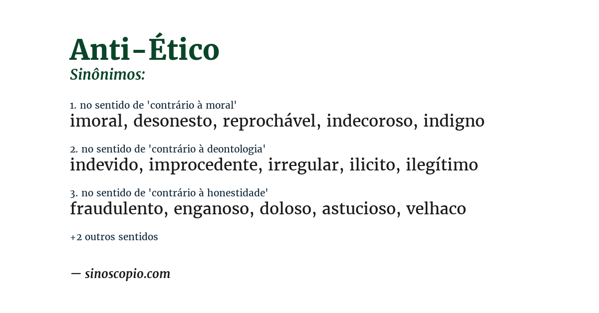 Sinônimo de anti-ético