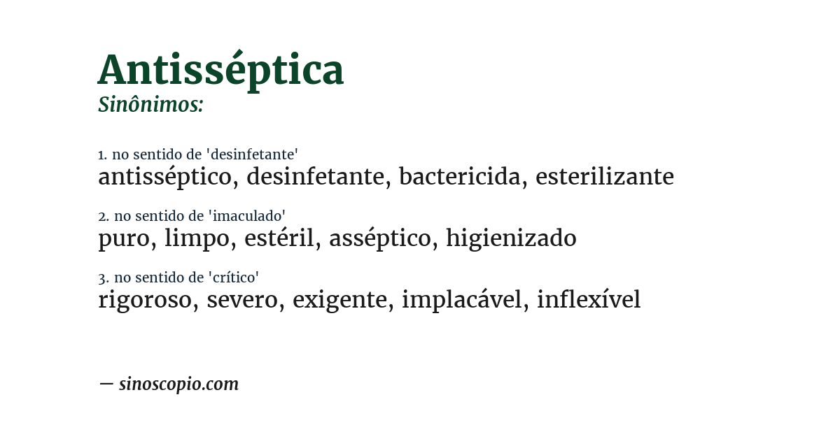 Sinônimo de antisséptica