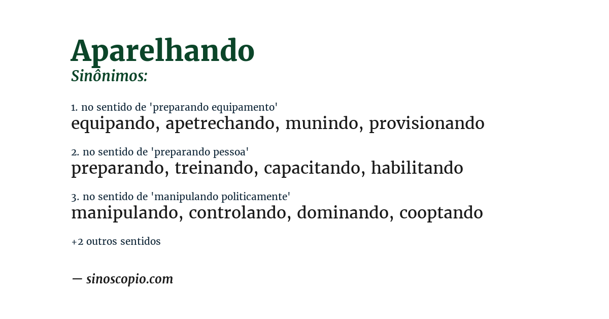 Sinônimo de aparelhando