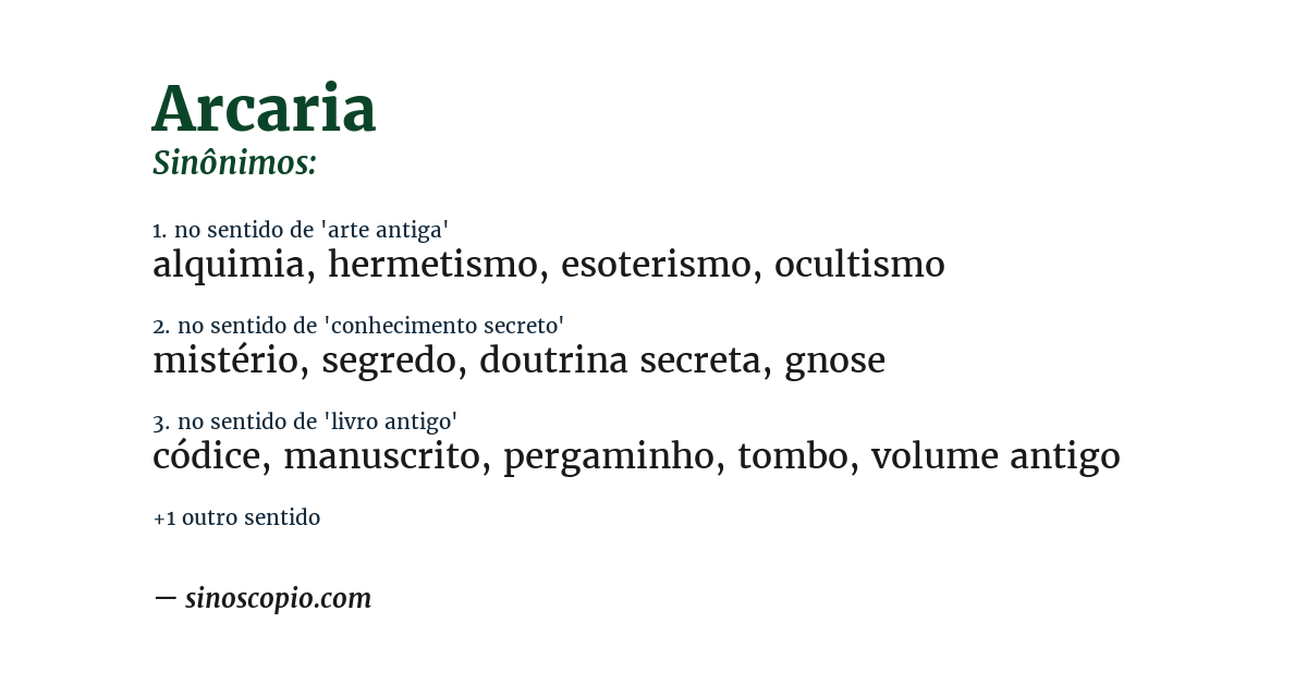 Sinônimo de arcaria