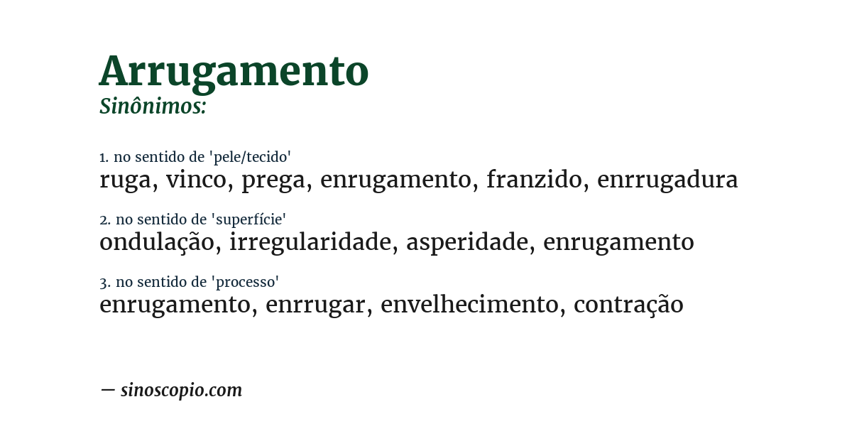 Sinônimo de arrugamento