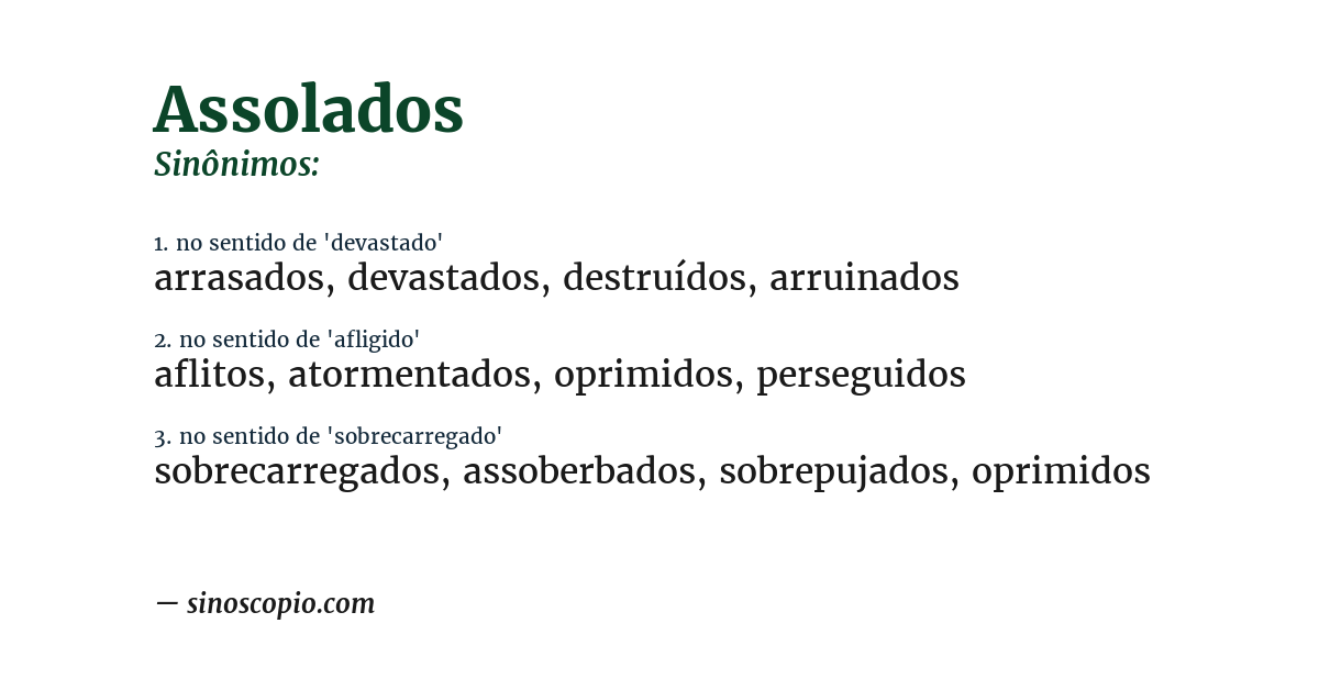Sinônimo de assolados