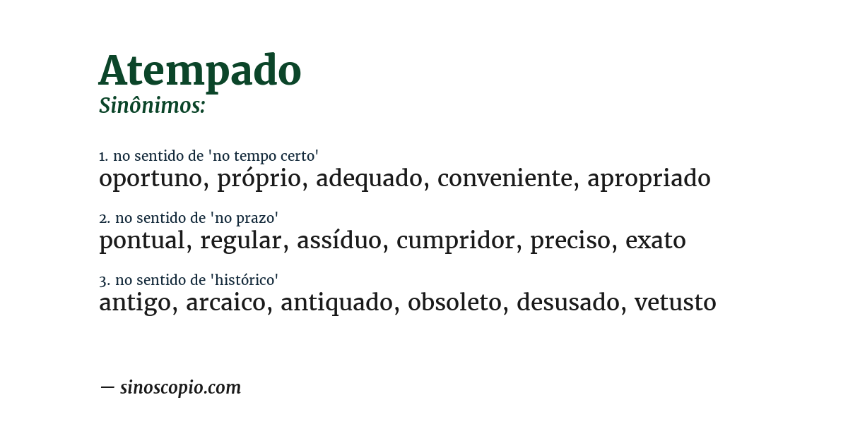 Sinônimo de atempado