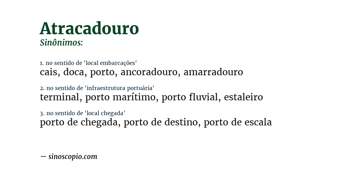 Sinônimo de atracadouro