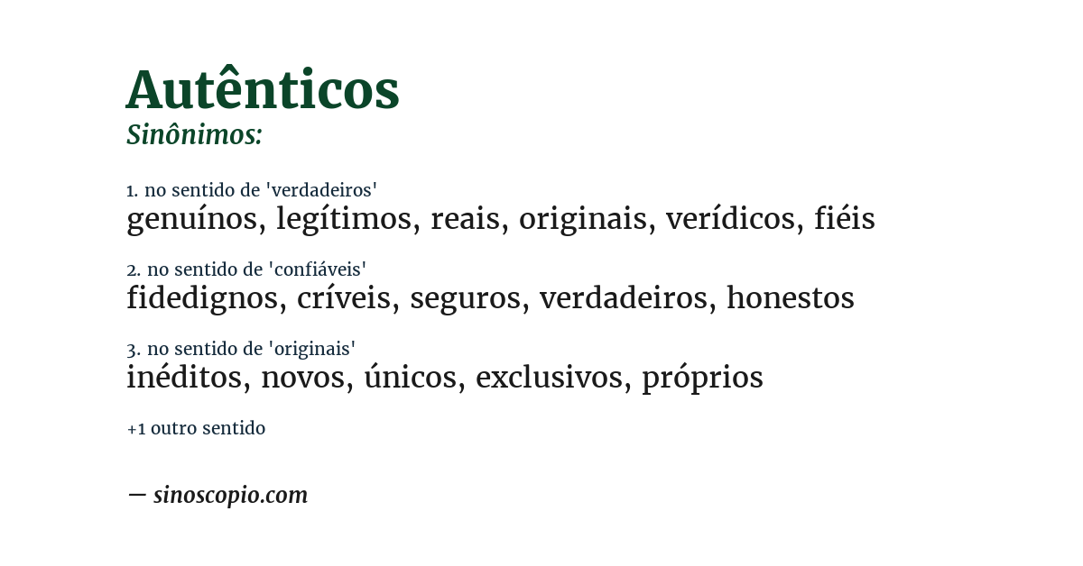 Sinônimo de autênticos