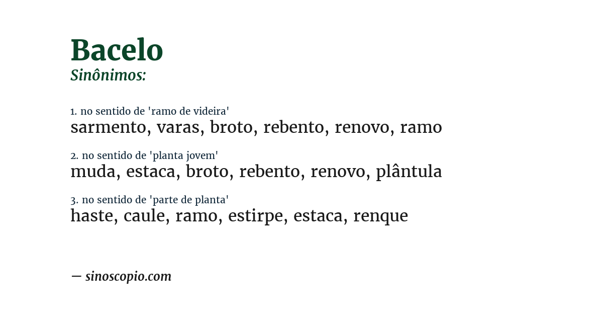 Sinônimo de bacelo