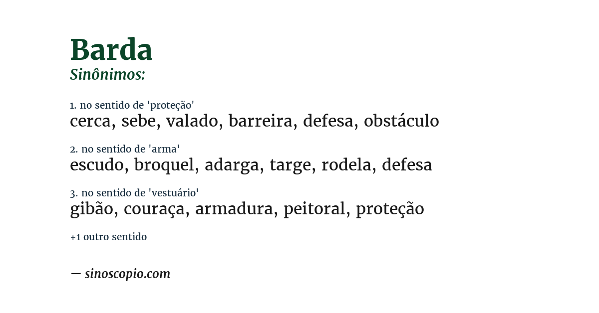Sinônimo de barda