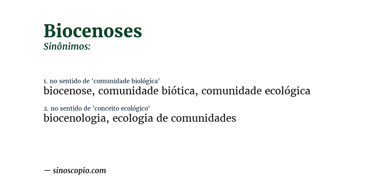 Sinônimo de biocenoses