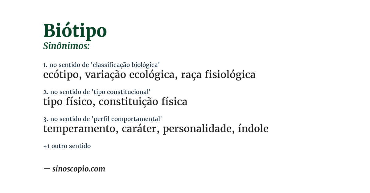 Sinônimo de biótipo