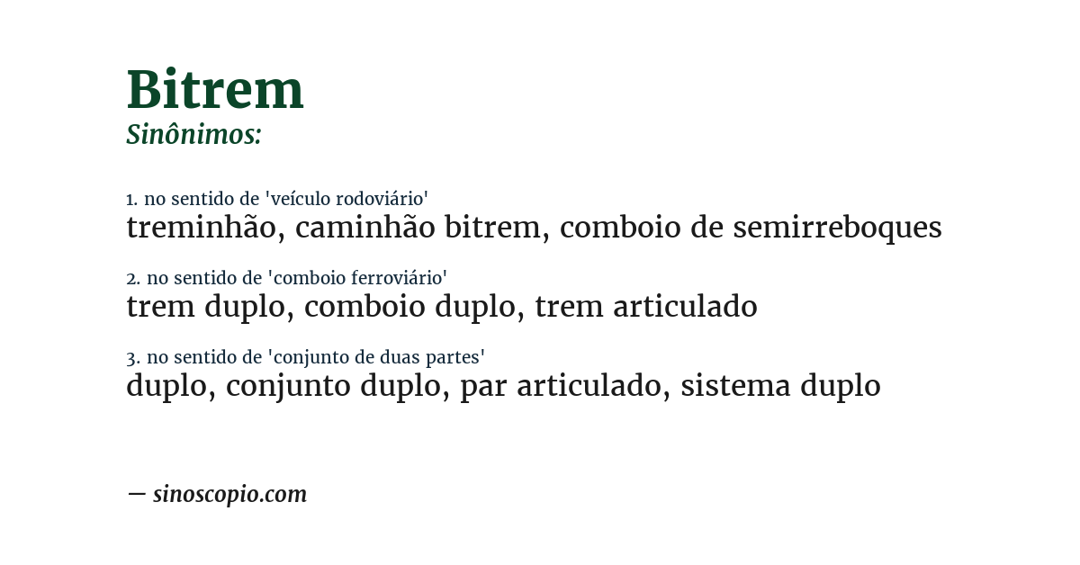 Sinônimo de bitrem