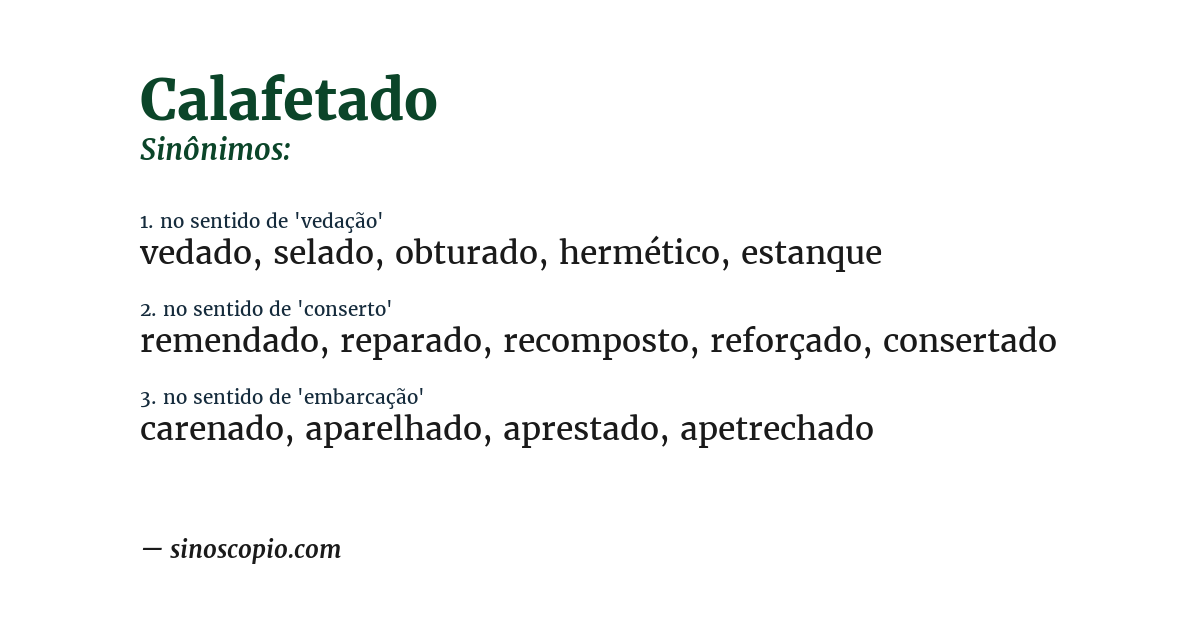 Sinônimo de calafetado