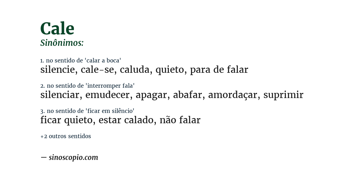 Sinônimo de cale