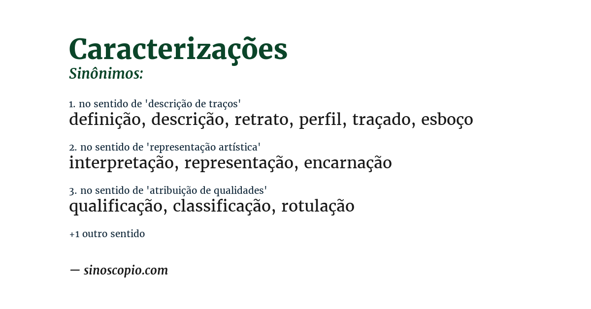 Sinônimo de caracterizações