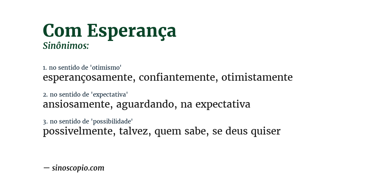 Sinônimo de com esperança