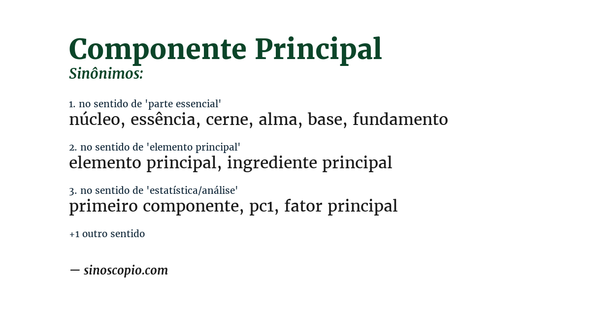 Sinônimo de componente principal