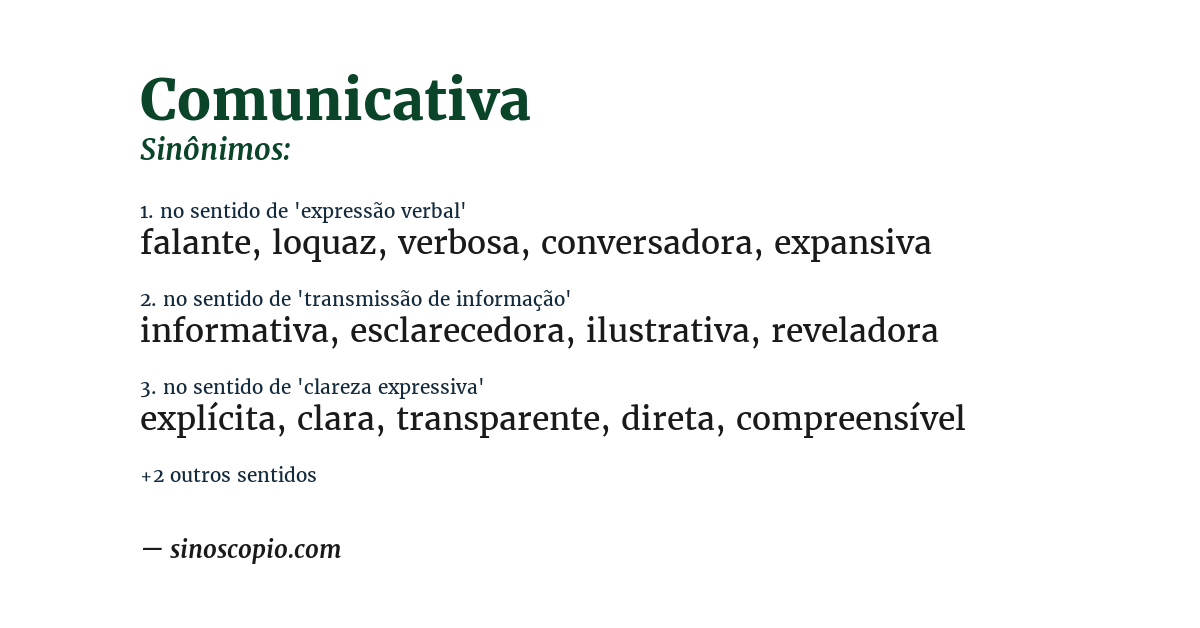 Sinônimo de comunicativa