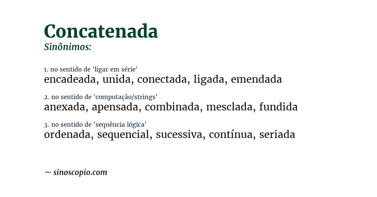 Sinônimo de concatenada