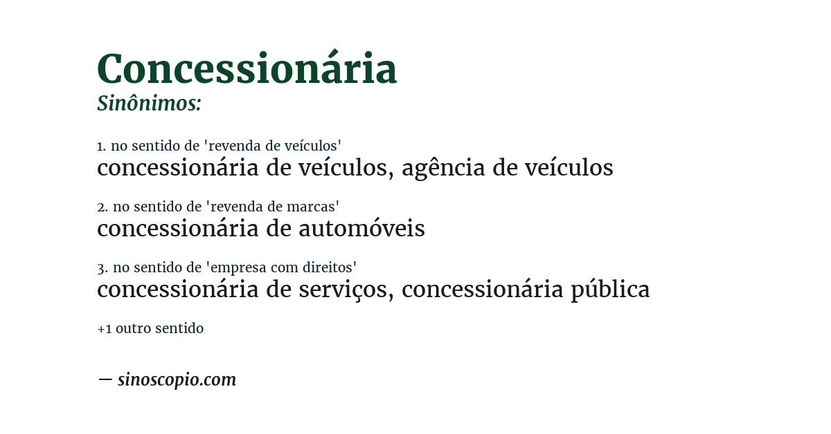 Sinônimo de concessionária