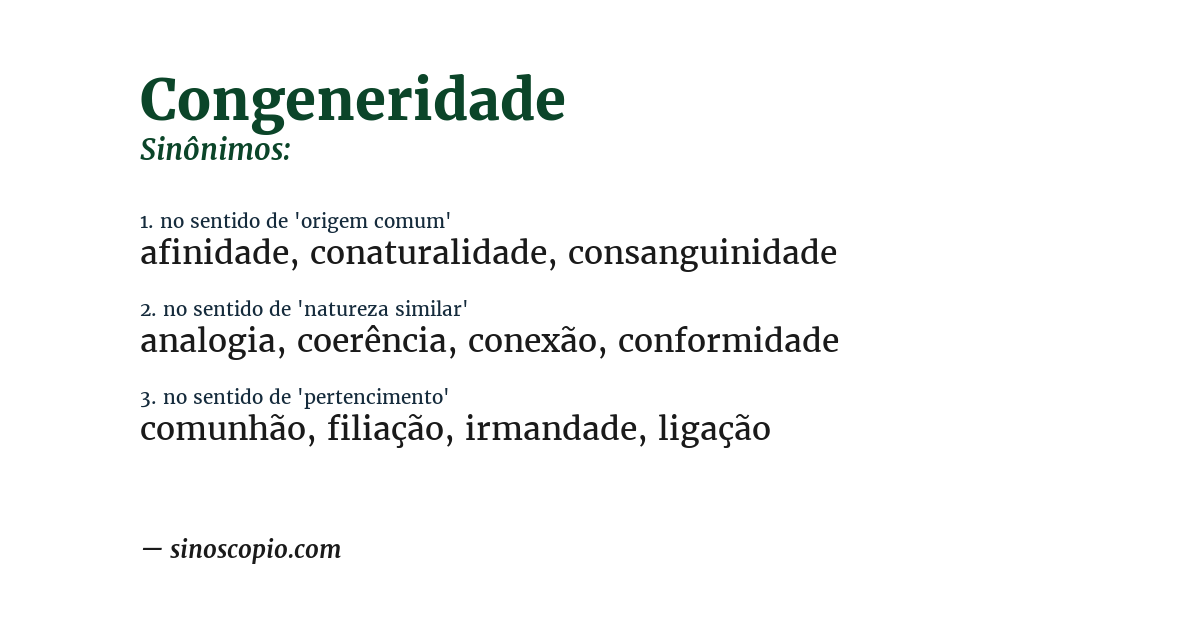 Sinônimo de congeneridade