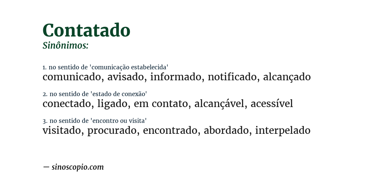 Sinônimo de contatado