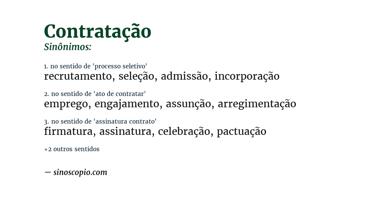 Sinônimo de contratação