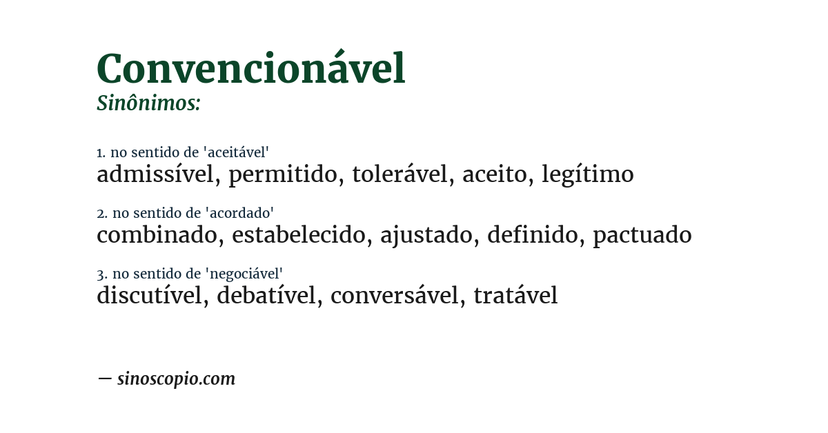 Sinônimo de convencionável