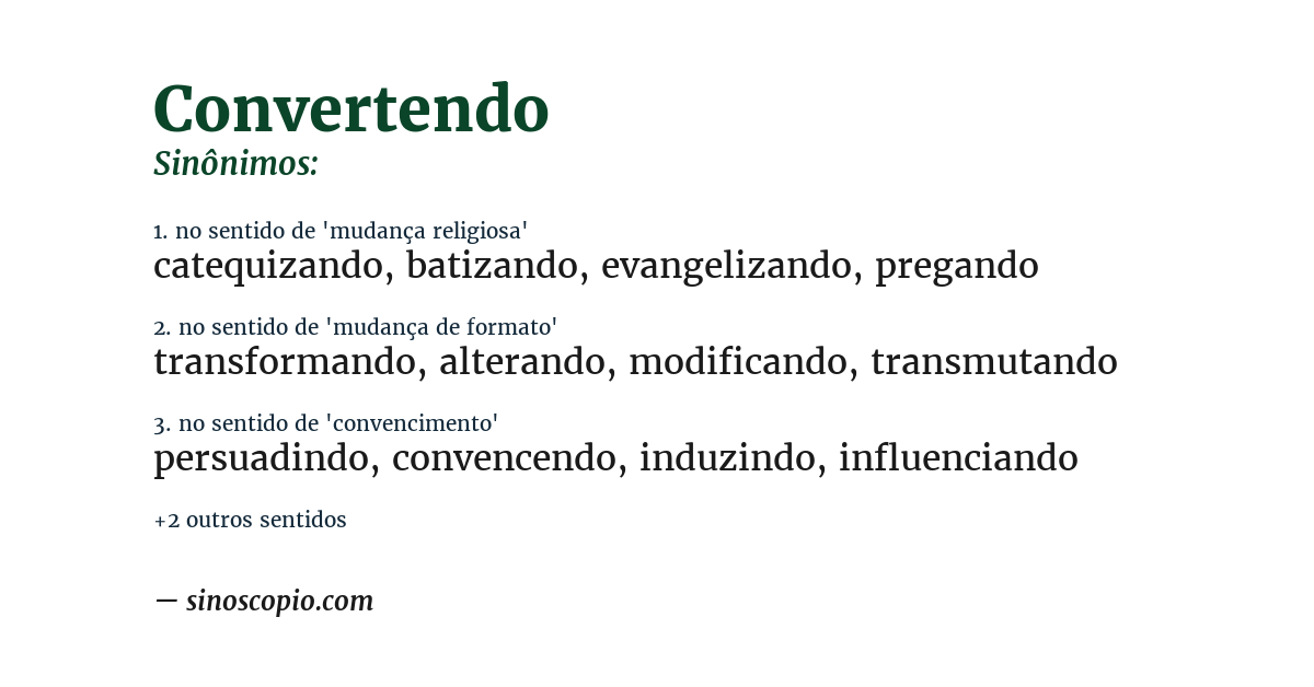 Sinônimo de convertendo