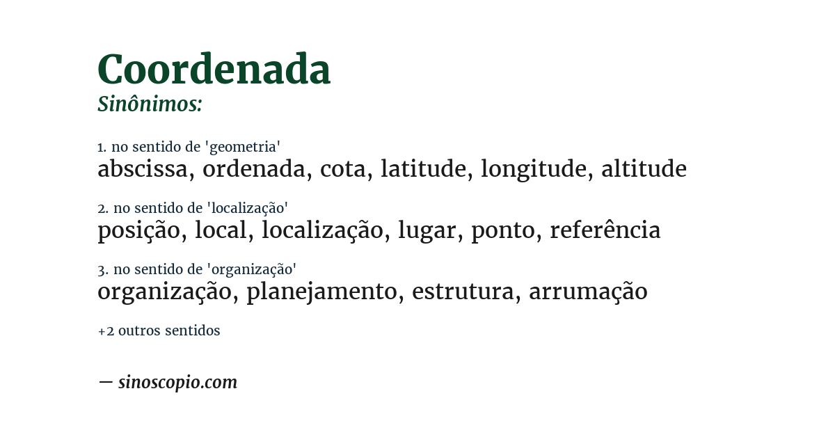 Sinônimo de coordenada