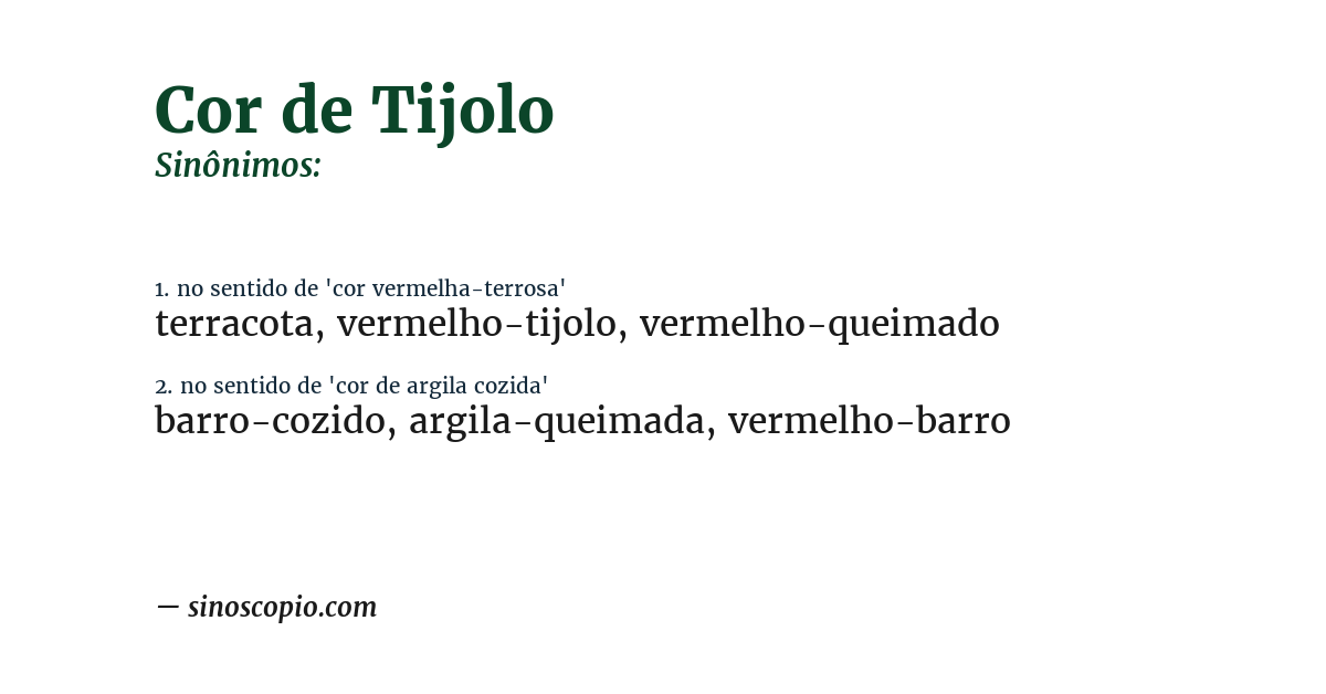 Sinônimo de cor de tijolo