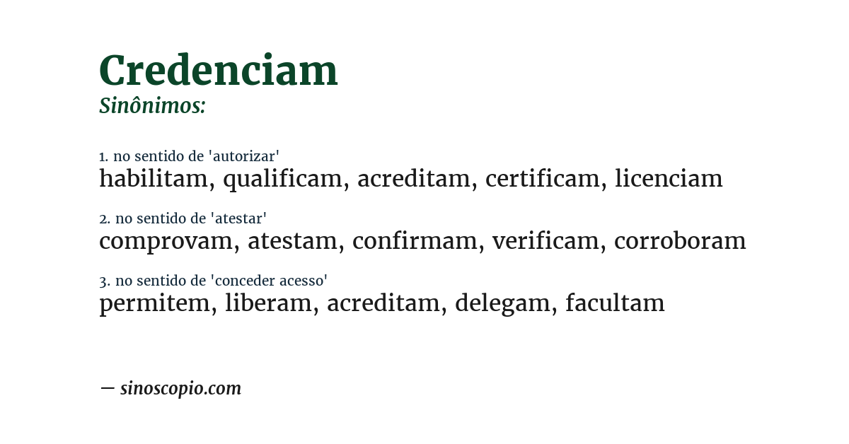 Sinônimo de credenciam