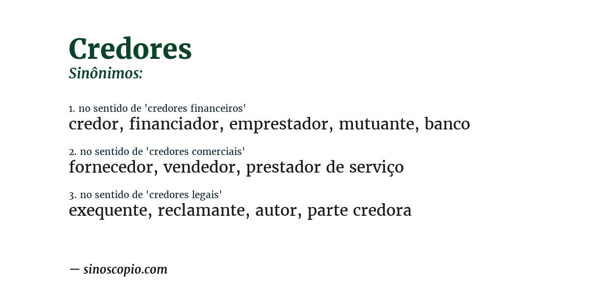 Sinônimo de credores