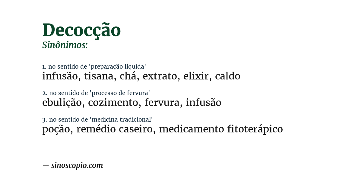 Sinônimo de decocção