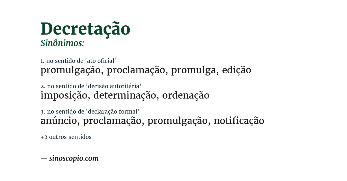 Sinônimo de decretação