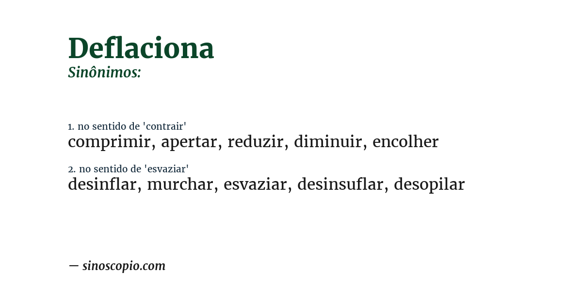 Sinônimo de deflaciona